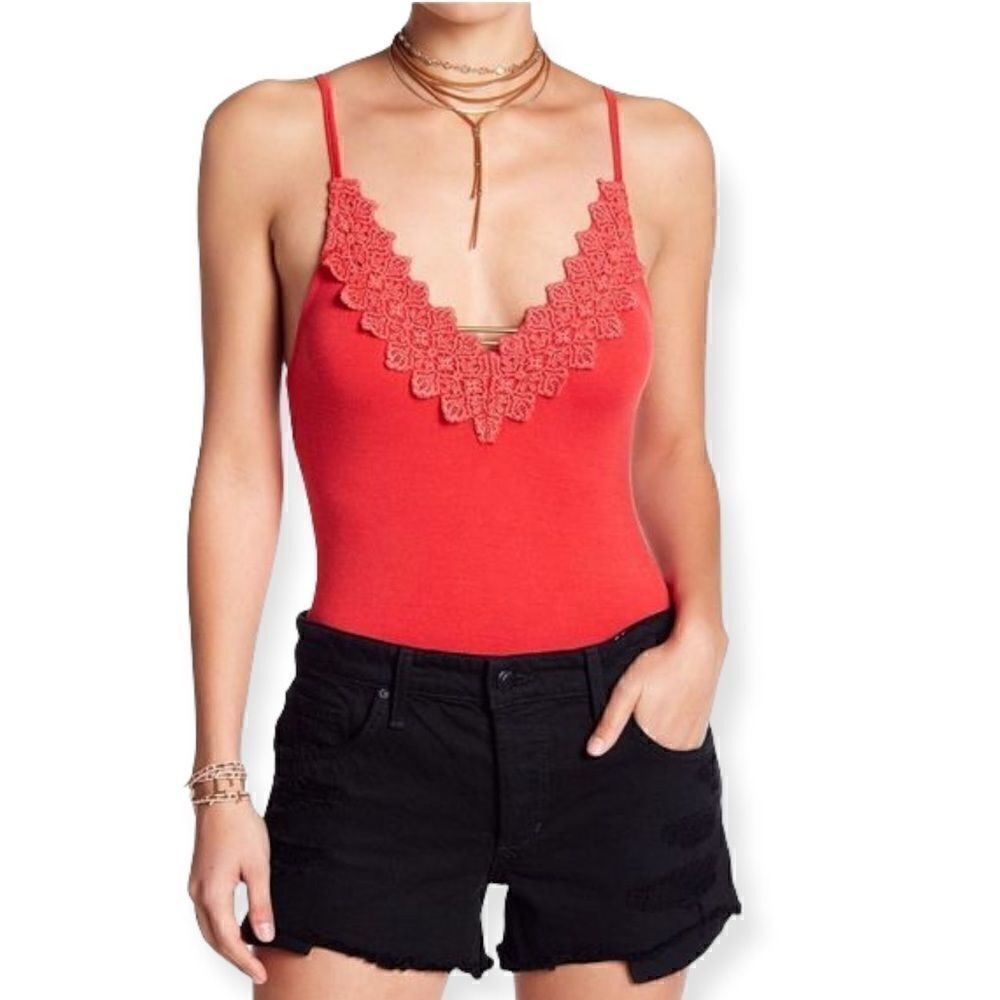 Free People Intimately Gia Lace-Trim Bodysuit in the Size XS